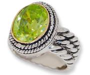 CR3430P Double Cable Wholesale Ring Austrian Crystal Peridot
