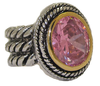 CR3430PK Double Cable Wholesale Ring Austrian Crystal Pink