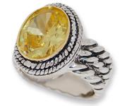 CR3430Y Double Cable Wholesale Ring Citrine Austrian Crystal