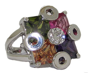 CR3474M Multi Free Form Wholesale Austrian Crystal Ring
