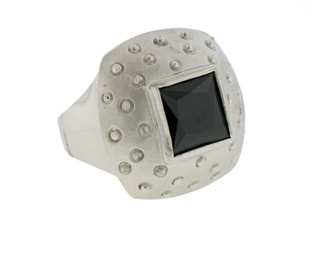 Mate Rhodium Jet Black Ring Austrian Crystal
