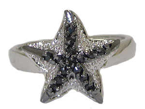 Designer Star Fish Ring in Clear Jet Black