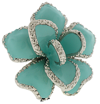 CR3532LTQ Silver Turquoise Epoxy Ring Austrian Crystal Stone