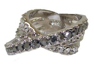 CR3562BLK Pass Over Eternity Band Jet Black Clear White Ring