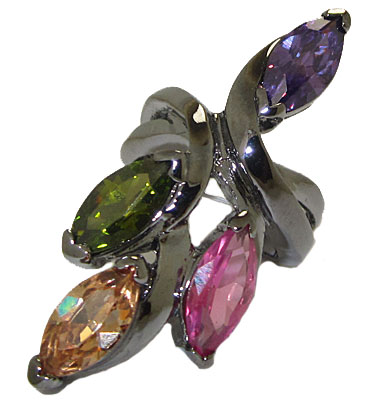 CR3612M Multi Cz Free Form Flower Ring