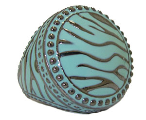 Gunmetal Light Turqouise Epoxy High Fashion Ring