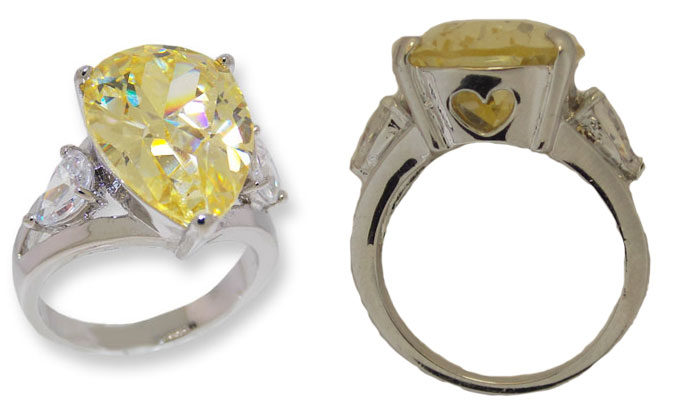 Pear shaped CZ Ring Canary Yellow
