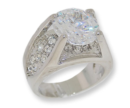 One of a Kind White CZ and White Czech crystals ring