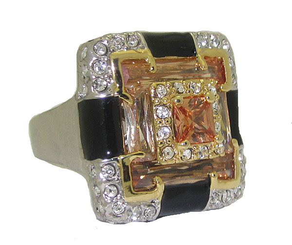Picture of Designer Jewelry CR4136WM Enamel Ring with Cubic Zirconia&apos;s White Gold wholesale jewelry 