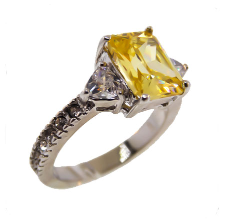 Yellow center CZ  White Crystals