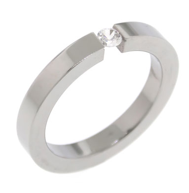 CSR001 Stainless Steel.White CZ Ring