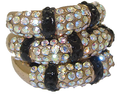 Picture of Designer Jewelry R3824ABJET Gold Stack Ring Jet Black &amp; AB Crystals.