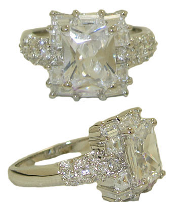 Picture of Designer Jewelry RG2949W Emerald Cut Cz Celebrity&apos;s Clear White