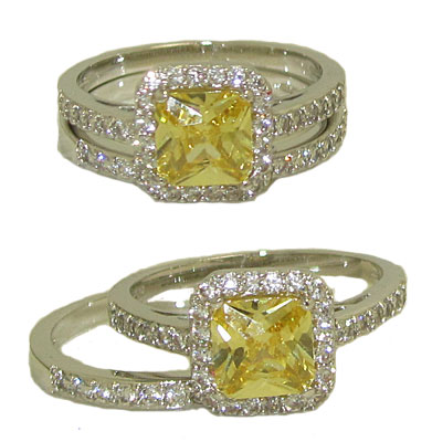 Picture of Designer Jewelry RG4356Y Wedding Engagement Ring in Rhodium with Yellow Diamond
