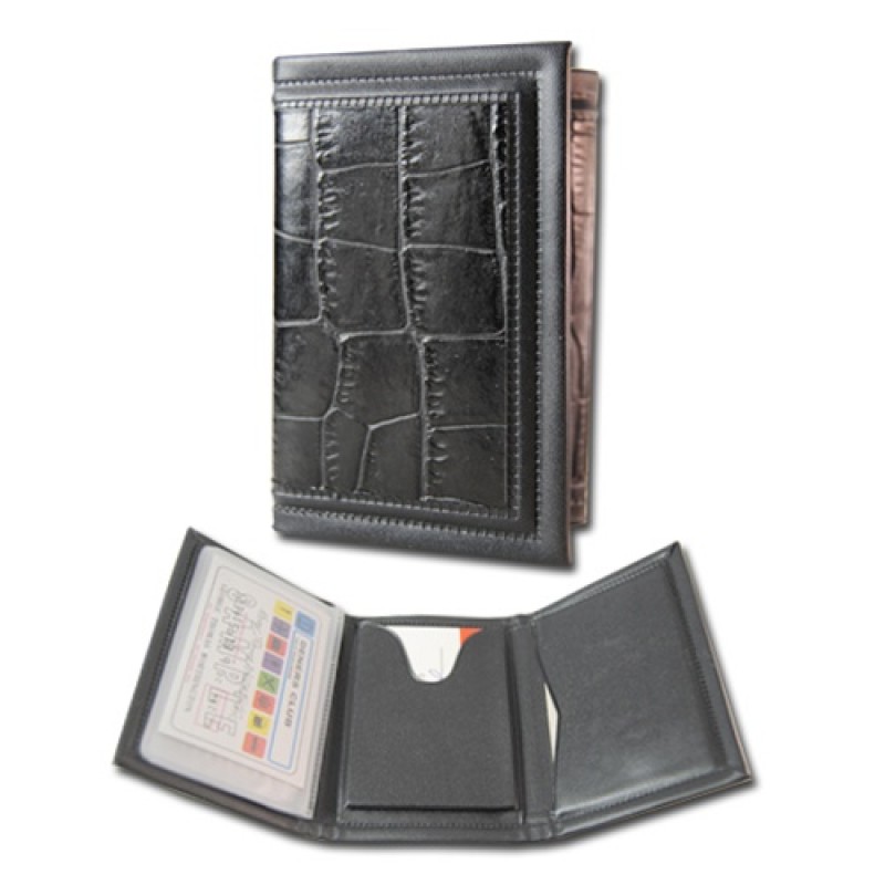 Mens Billfold Classic Black Crocodile Print three fold