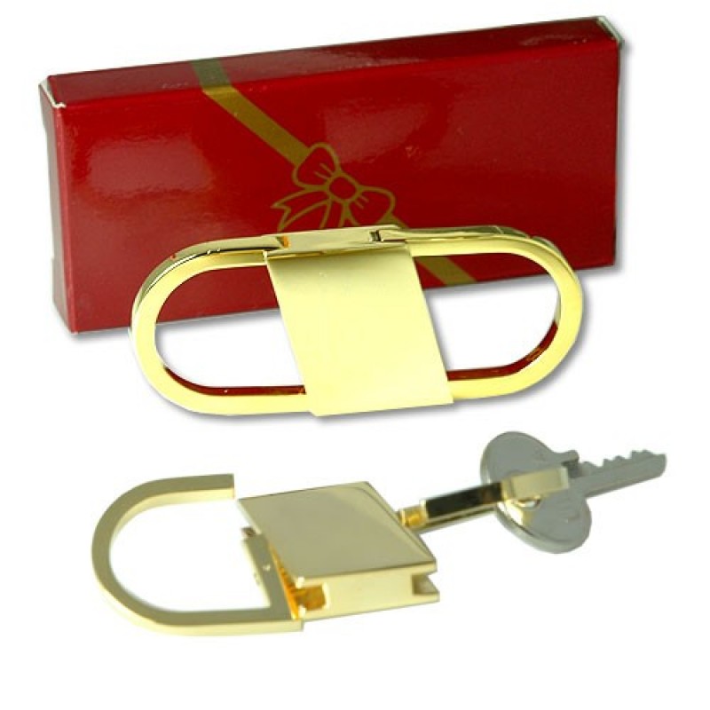 Center Push Key Ring Gold plate Keyring