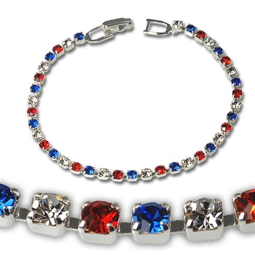 Red White & Blue Rhinestone Tennis Bracelet