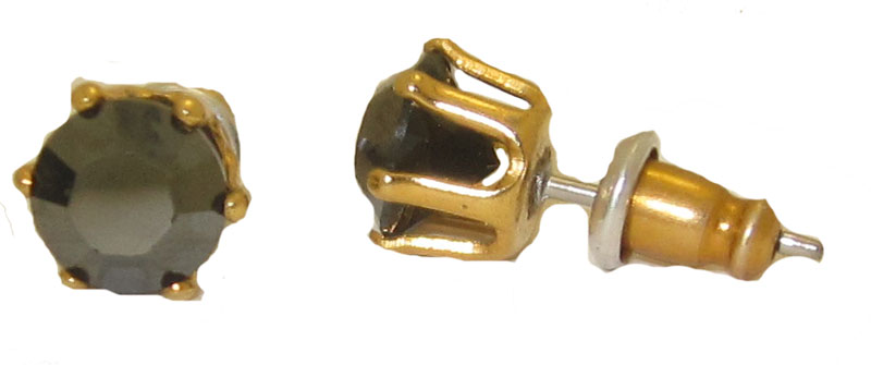 E9999GM Gun metal crystal set in yellow gold 2 Carat Swarovski Stone -  Designer Jewelry