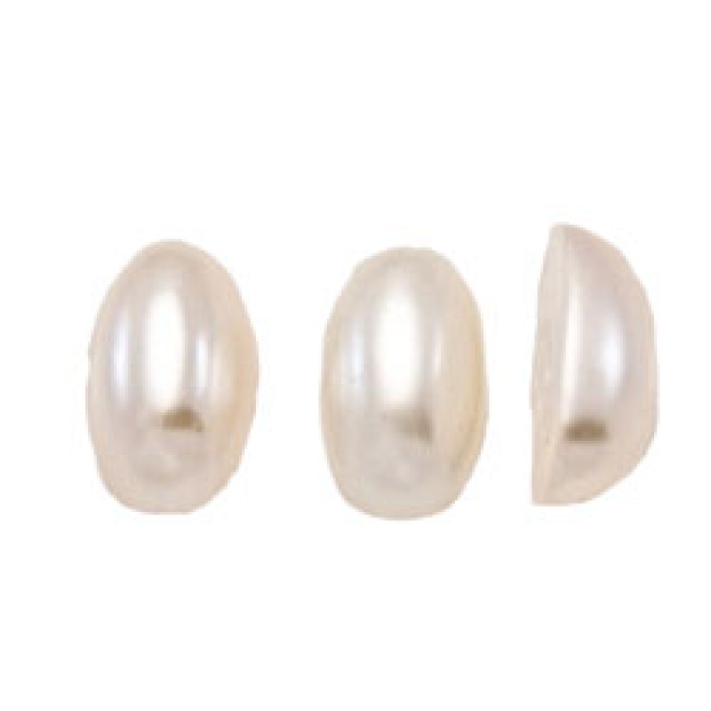 Picture of Designer Jewelry T2058 20 Pearl Wholesale 21mm x 15mm Almond Oval Flat Back Pearl