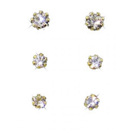 E4112WS 3 pair Swarovski Austrian CZ Studs in pouch white gold
