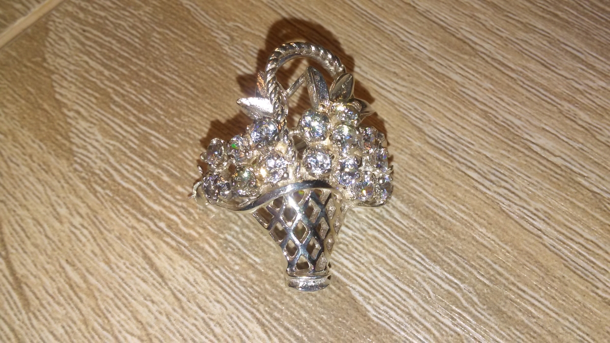 Flower Basket in 925 Sterling Silver