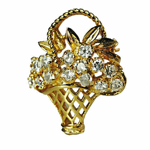 Picture of Designer Jewelry JF106V Flower Basket Brooch 925 Sterling Silver 24 Kt Gold 