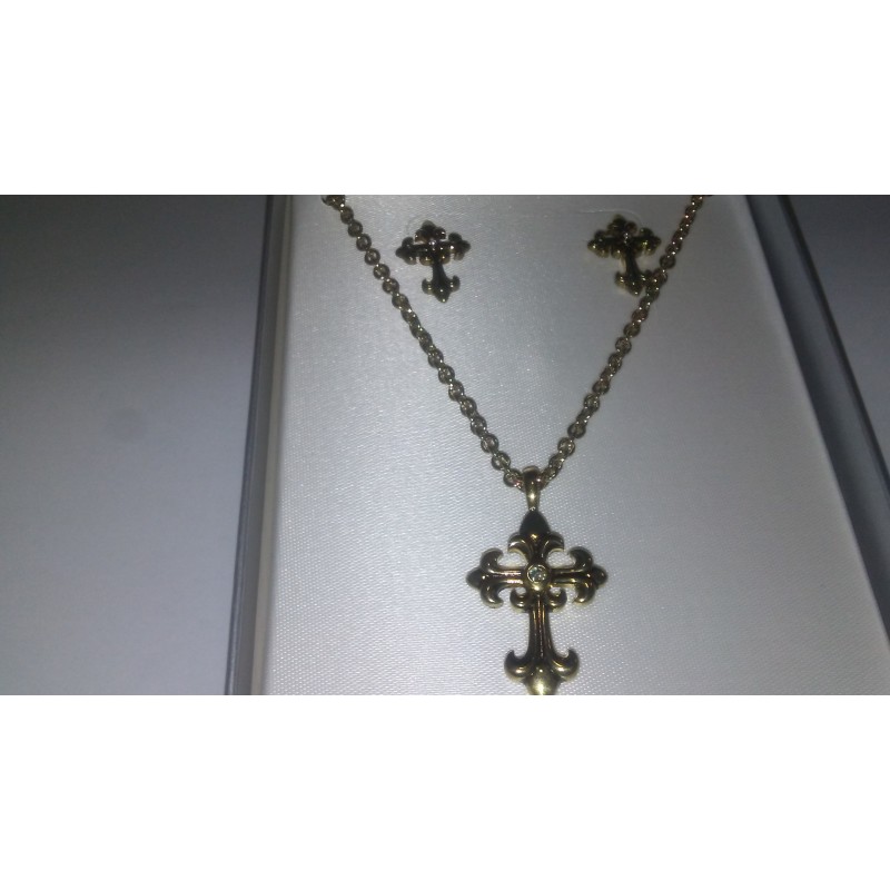 Picture of Designer Jewelry 1473 Gold Cross Earring Necklace set