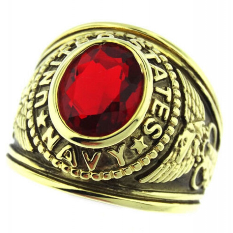 Picture of Designer Jewelry NAVYRED US Navy Ring red crystal 18KT gold