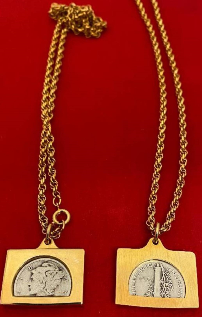 Liberty Silver Mercury Dime coin necklace