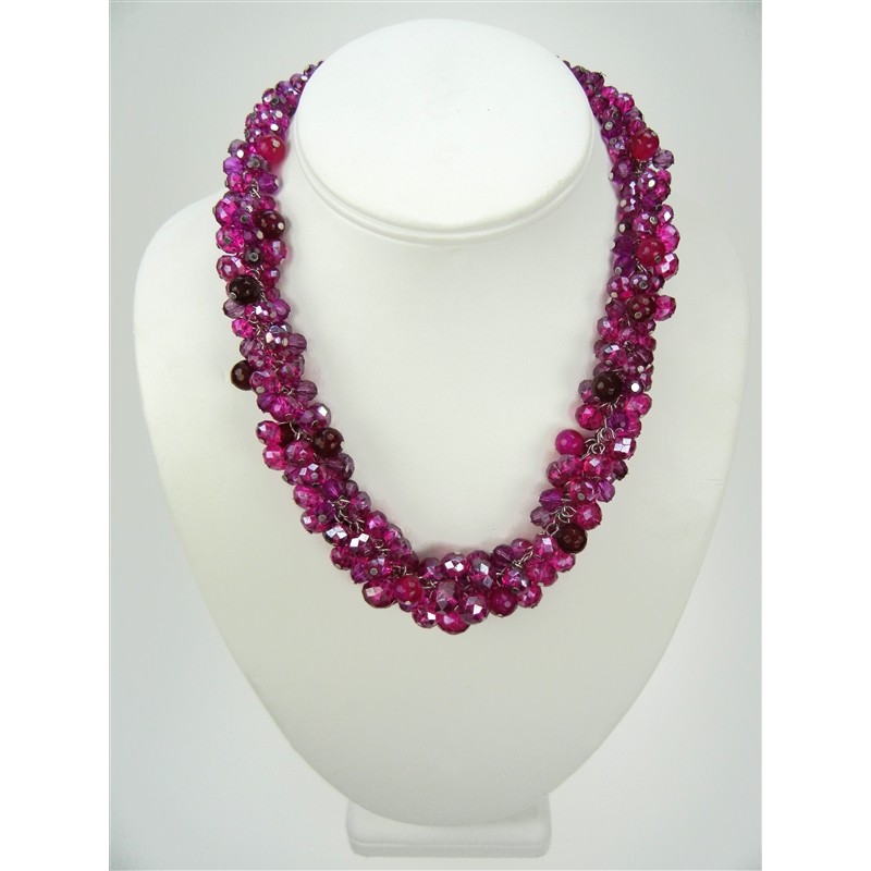 Picture of Designer Jewelry WHBMNECK White House Black Market Pink cluster fuchsia