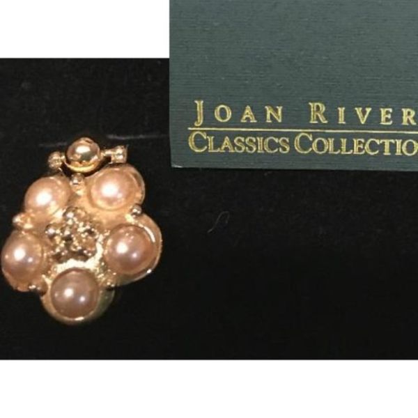 Picture of Designer Jewelry JRPEARLKNOCER Joan Rivers Earring Pearl yellow gold crystal round boxed Pierced NWT