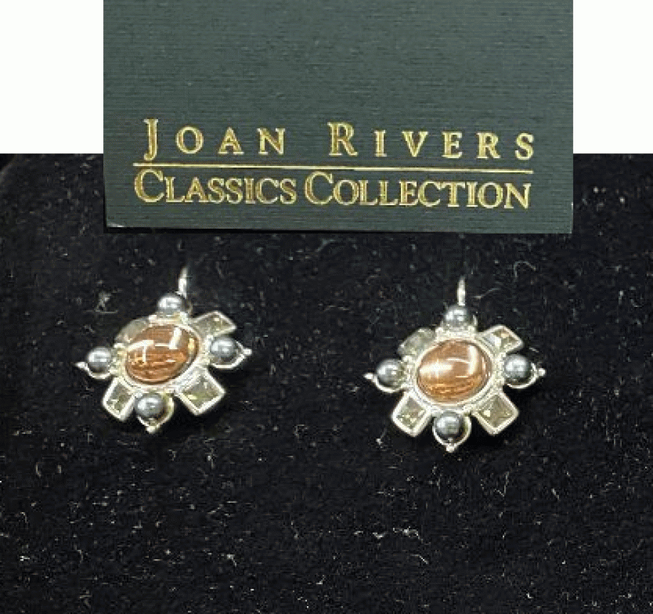 Picture of Designer Jewelry JRTOPAZFLW Joan Rivers Earring white gold topaz crystal drop flower boxed epoxy pierced NWT