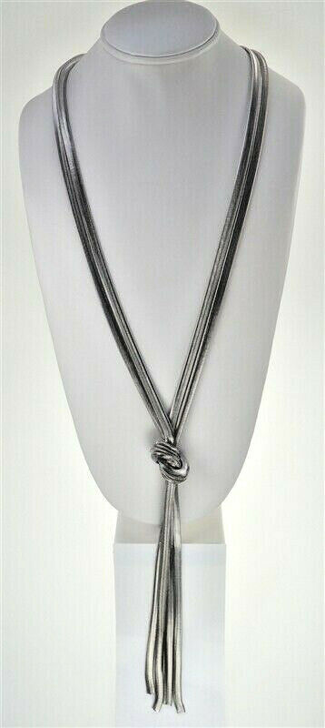 Picture of Designer Jewelry EXPRESSSILVERLARIAT Express lariat style tassel necklace snake chain white gold plate long NWT