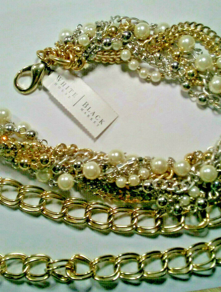 Picture of Designer Jewelry WHBMBELT Pearl Belt White House Black Market Yellow White Gold Necklace Adjustable NWT
