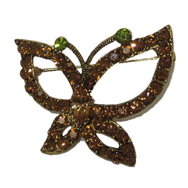 Butterfly Pin Brooche Set, Champange & Olive Green Cubic Zirconia