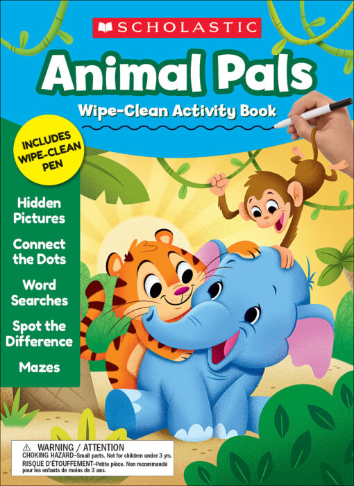 Scholastic 978-1-338-57236-0 Animal Pals Wipe-Clean Activity Book