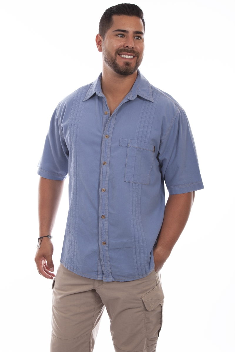 4800 CTB M The Traveler Mens Short-Sleeved Shirt, Citadel Blue - Medium -  Scully