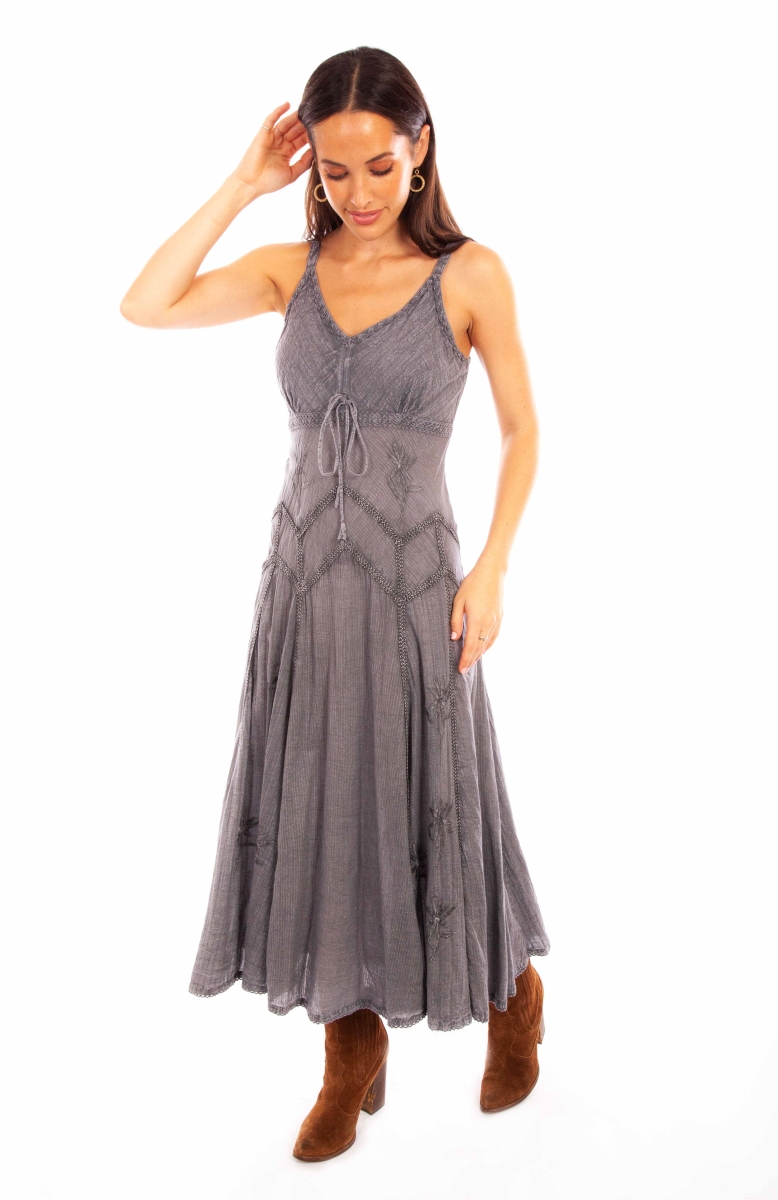 Picture of Scully HC62 GRY XS Cotton Spaghetti Strap Dress, Gray - Extra Small