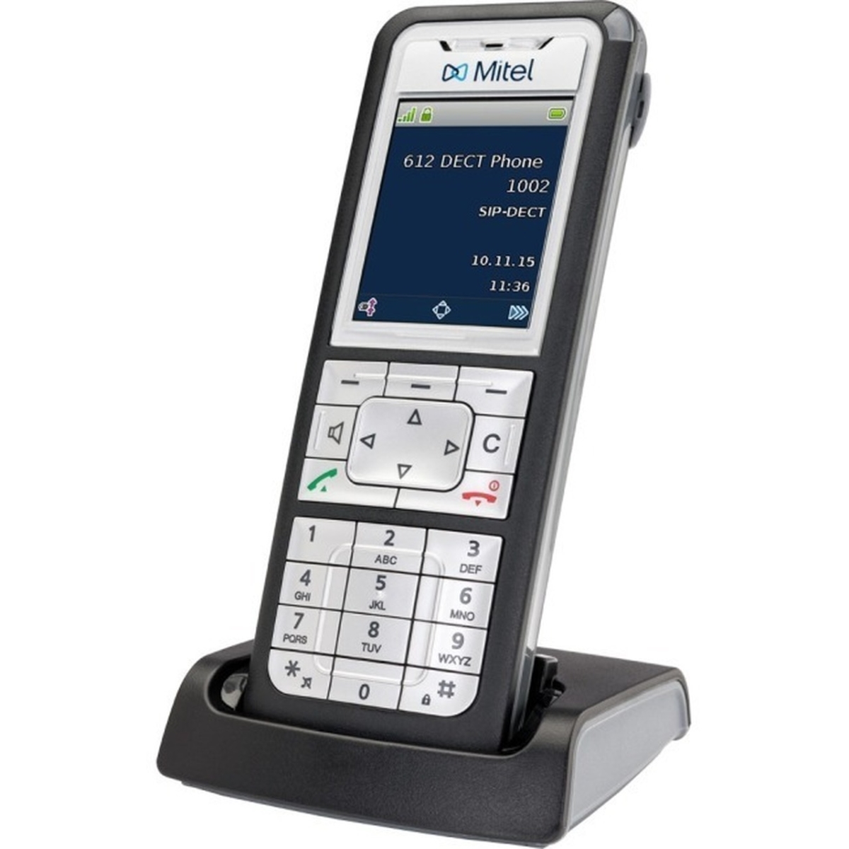 Picture of Mitel 50006863 612D V2 IP Dect Desktop Speaker Wireless Color-LCD Handset SIP Phone&#44; Black & Silver