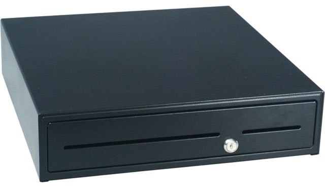 Picture of APG Cash Drawer JD420-BL1816-C Series 4000 Heavy Duty Cash Drawer with 12V Interface & Steel Front&#44; Black