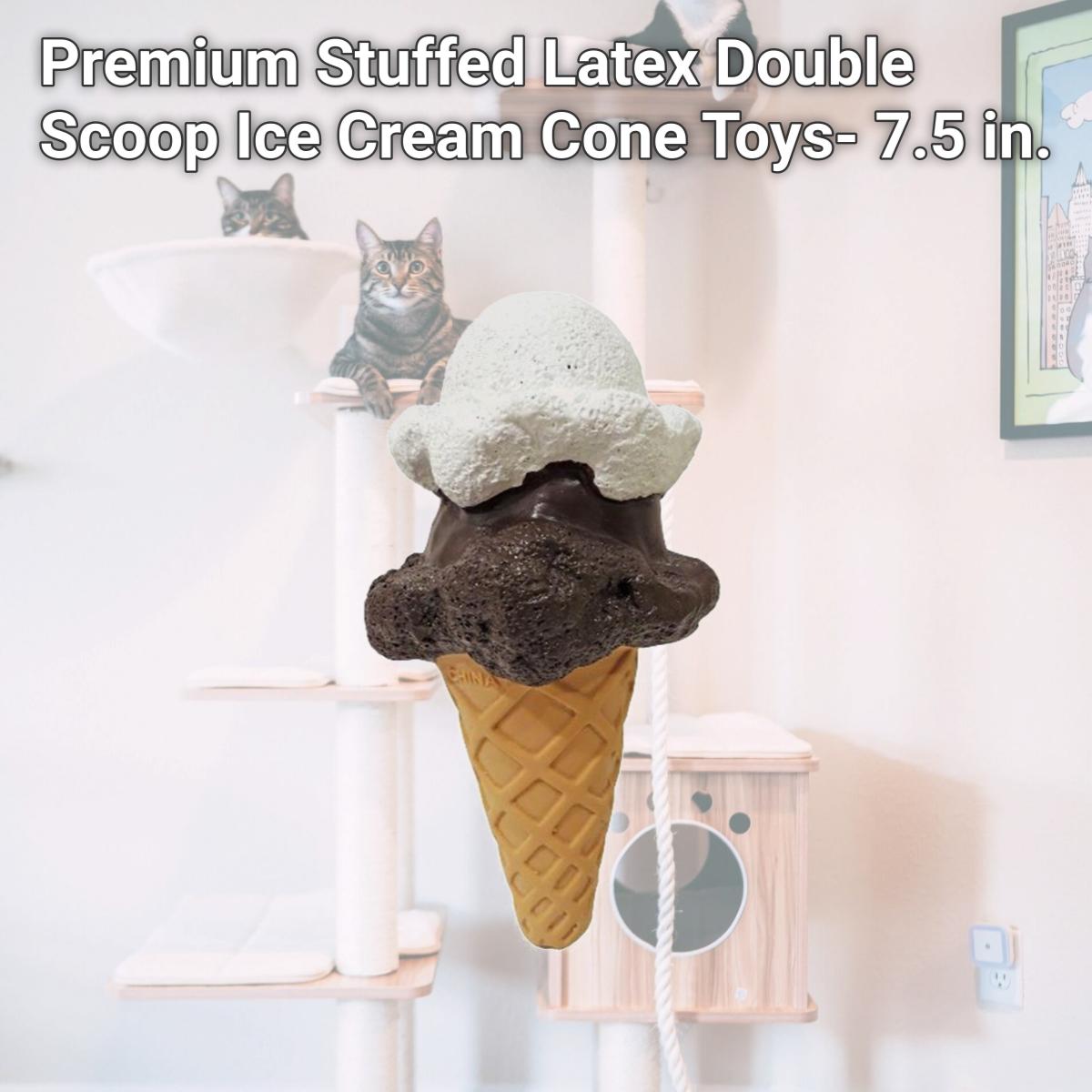 Picture of Schoochie Pet 713 Premium Stuffed Latex Double Scoop Ice Cream Cone Toys- 7.5 in.