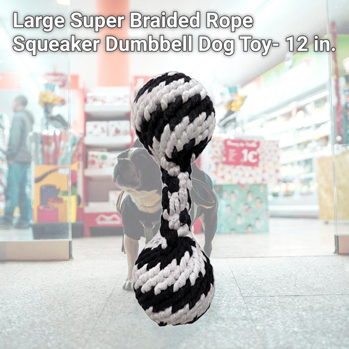 Picture of Schoochie Pet 527 Large Super Braided Rope Squeaker Dumbbell Dog Toy- 12 in.