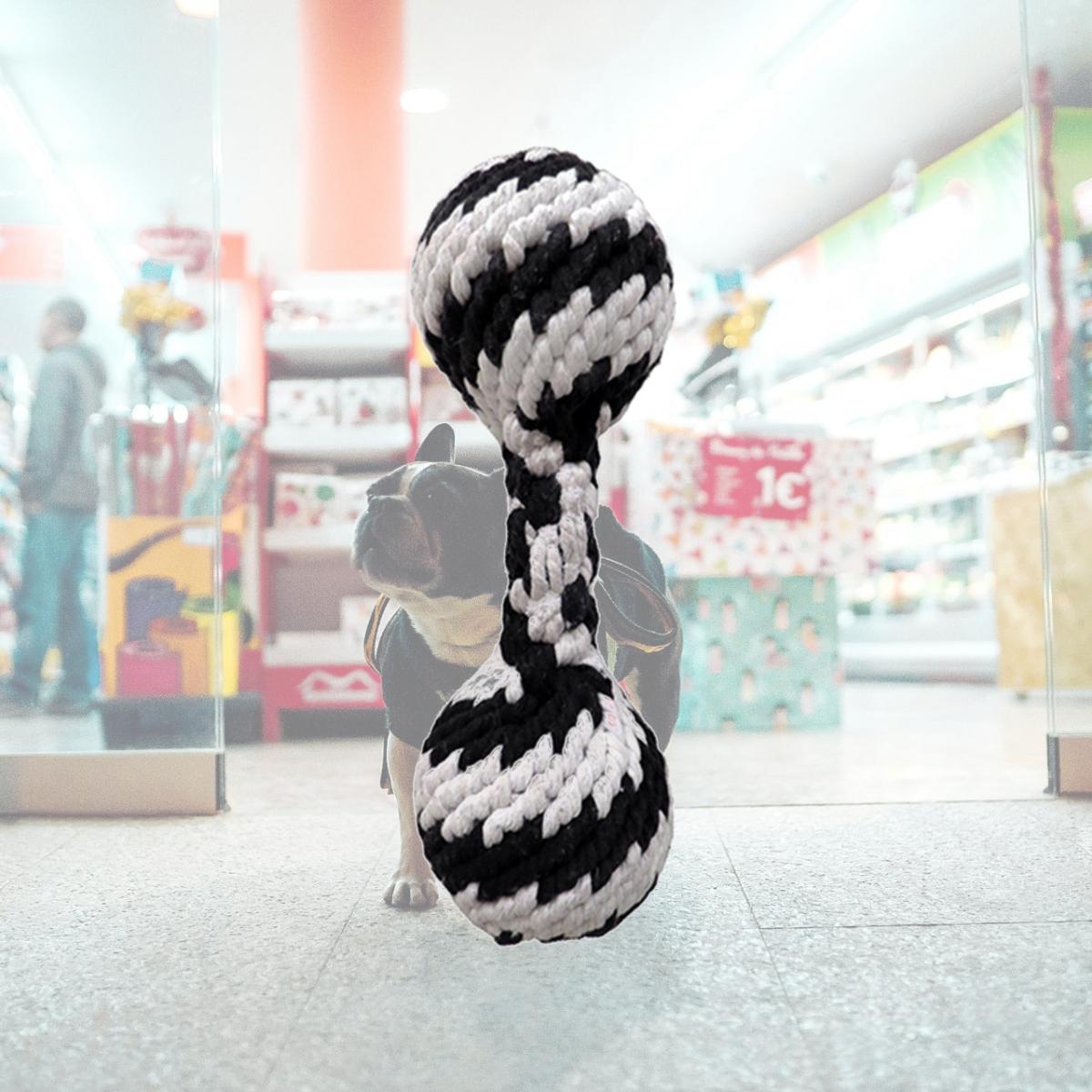 Picture of Schoochie Pet 527 Large Super Braided Rope Squeaker Dumbbell Dog Toy- 12 in.
