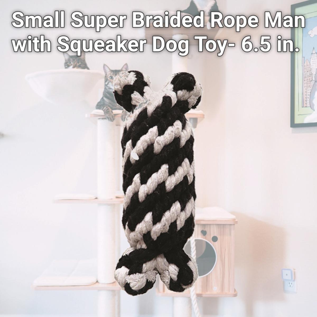 Picture of Schoochie Pet 530 Small Super Braided Rope Man with Squeaker Dog Toy- 6.5 in.
