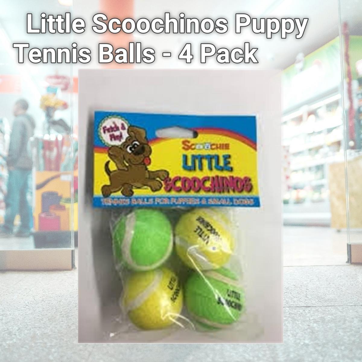 Picture of Scoochie Pet Products 207 Little Scoochinos Puppy Tennis Balls - 4 Pack