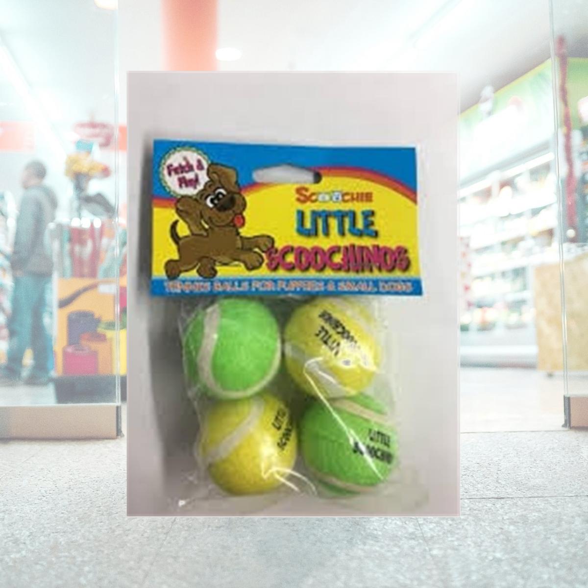 Picture of Scoochie Pet Products 207 Little Scoochinos Puppy Tennis Balls - 4 Pack