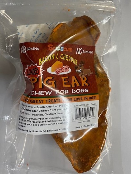 Picture of Scoochie Pet 646 Bacon & Cheddar Loaded Pegable Pig Ears Chew