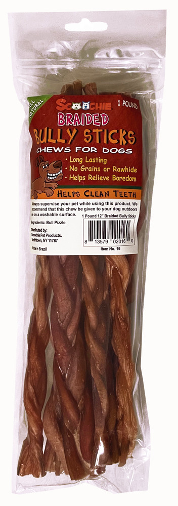 Picture of Scoochie Pet Products 16 1 lbs 12 in. Braided Bully Sticks Treats in Zip Lock Bag