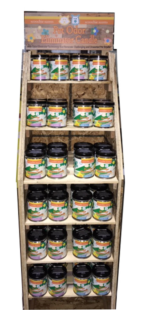 Picture of Scoochie Pet Products 260 84 Piece Scoochie Scents Odor Eliminator Candles Wooden Foor Display