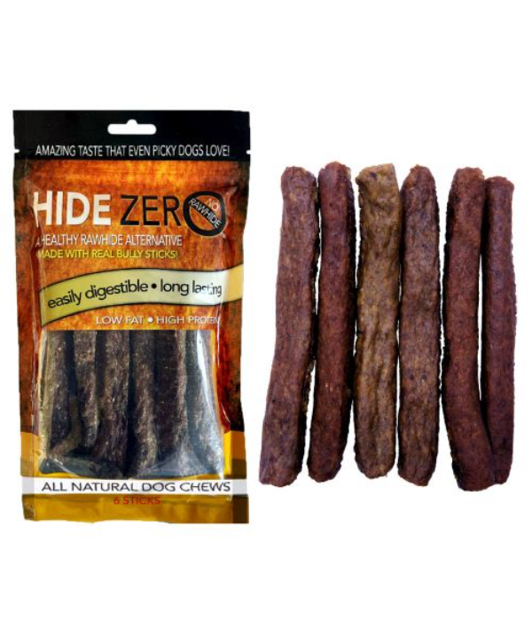 Picture of Scoochie Pet Products 280 6 in. Hide Zero Bully Flavored Rawhide Alternative Chew Treats in Zip Lock Bag - Medium Long - PDQ of 12 - Pack of 6